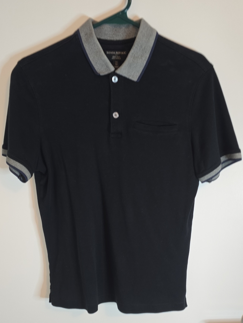 Banana Republic Black Polo with Gray Contrast Collar